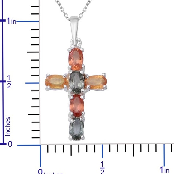 MULTI SAPPHIRE CROSS PENDANT 1.86 - Picture 5 of 5